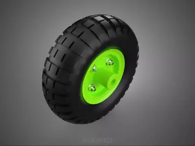 PNEUMATIC VALVE RUBBER WHEEL TIRE TYRE RIM HUB CART GRIP TROLLEY 3D model
