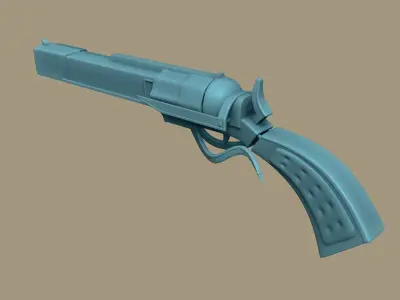 SciFi Golden Revolver - Luxury Gun - Weaponry Low-poly 3D model