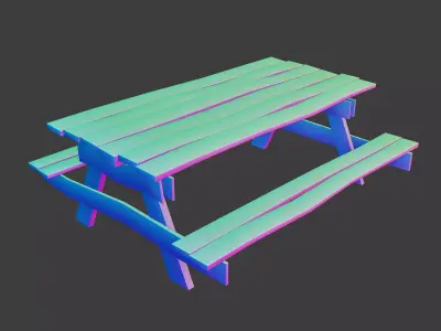 Realistic low poly 3d model preview of old desk Low-poly 3D model