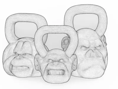 Kettlebells Onnit Primal - Chimpanzee Orangutan Gorilla Set 3D model