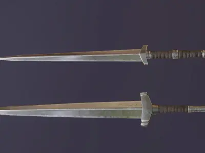 Two low-poly swords 3D models Low-poly 3D model