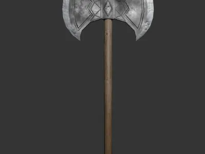 Small PBR Axes and Shields kit Low-poly 3D model