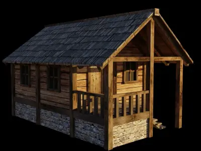 Wooden House A Low-poly 3D model