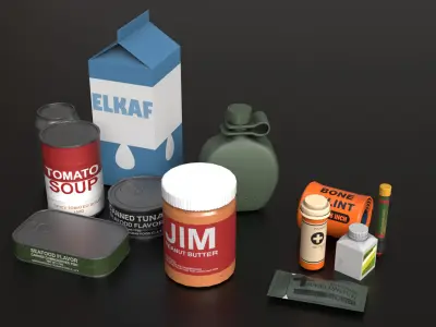 SURVIVAL low poly PROPS Free low-poly 3D model