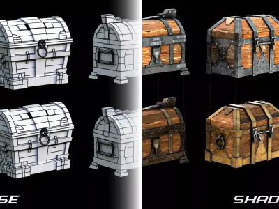 Low Poly Wooden Chests Pack Low-poly 3D model