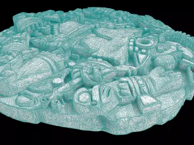 Aztec Ritual Stone Disk 3D model