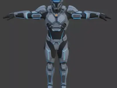 Futuristic Sci-Fi Soldier 3D Model 3D model purchase