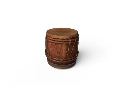 Traditional Barrel Drum Low-poly 3D model