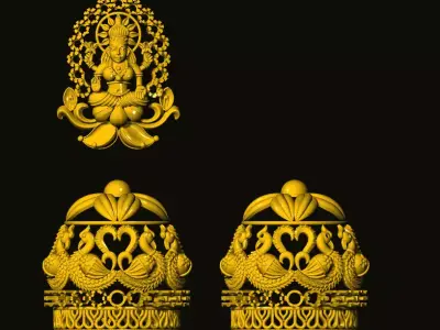 jumka pair of gold ornaments 3D print model