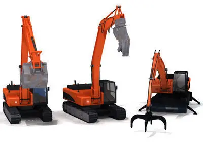 Excavators collection with 3D model