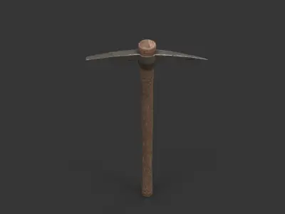 AXE GAME READY wooden hammer Low-poly 3D model