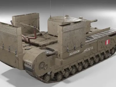 Churchill MK III Dieppe Infantry Support Heavy Tank Low-poly 3D model