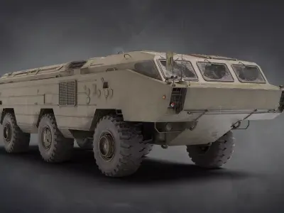 9K79 Tochka U Soviet tactical missile complex Lowpoly Game-ready Low-poly 3D model