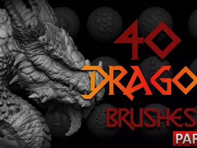 Zbrush and Blender - 40 Dragon VDM Brush Part 2 3D model purchase