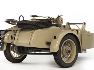 Military motorcycle R75 Sahara 1942 3D model