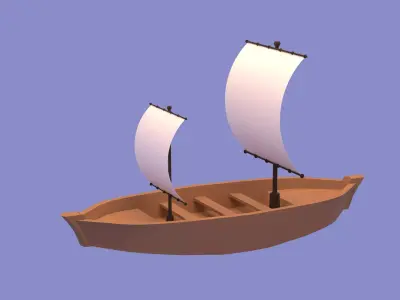 Wood Boat Low-poly 3D model buy