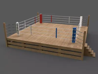 PBR Modular Wood Boxing Rings 20ftx20ft Low-poly 3D model