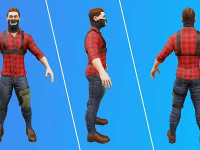 3D Male Terrorist Pack - Game-Ready for AR VR Low-poly 3D model