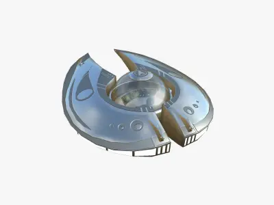Alien Spaceship UFO I02 Aluminum - Sci Fi Spacecraft Design Low-poly 3D model