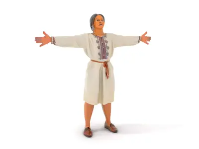 Traditional Dress Character Model Pack with Embroidered Details Low-poly 3D model