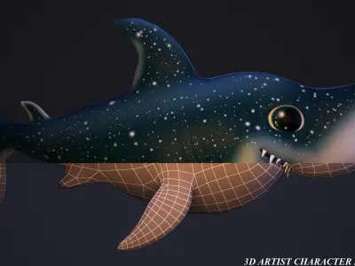 cartoon shark Low-poly 3D model purchase