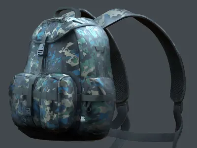 Backpack military combat Black baggage bag  Low-poly 3D model