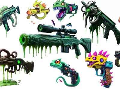 Pack of 10  Gun Model   High on Life Style 3D model