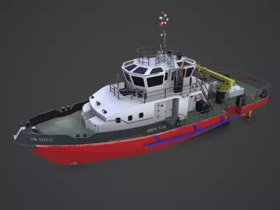 Fast Responsive Tugboat Low-poly PBR Low-poly 3D model