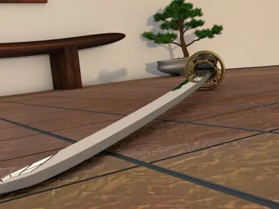 Katana sword 3D model 5