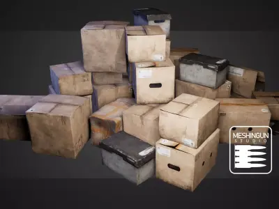 Cardboard Boxes Low-poly 3D model get