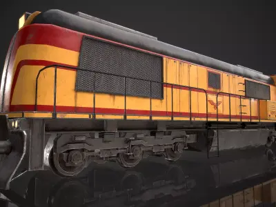 American Locomotive videogame asset Low-poly 3D model