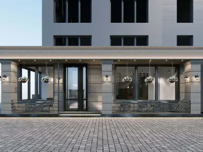 Classical Italian Commercial Facade Design 3D Model Scene 3D model