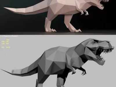 Trex lowpoly tyrannosaurus rex - polygonal dinosaur Low-poly 3D model