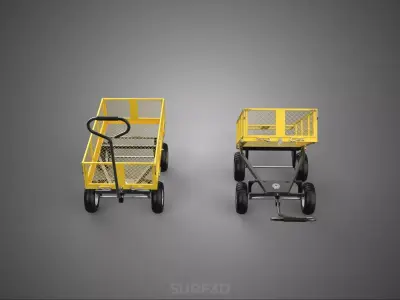 PLATFORM TRUCK METAL GRID FOLDING UTILITY WAGON REMOVABLE SIDES 3D model