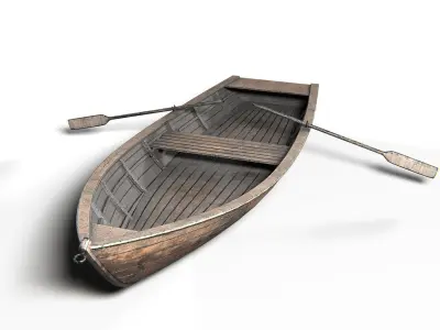 Boat Wooden PBR Low-poly 3D model