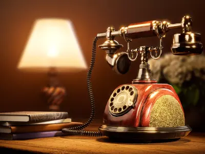 Vintage Rotary Telephone Antique Interior 3D Model Low-poly 3D model
