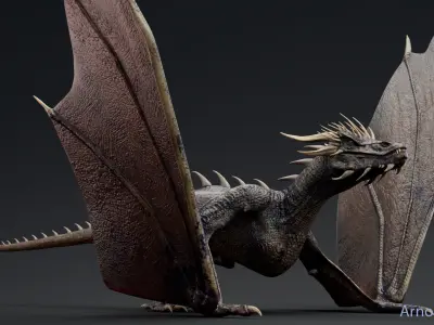 Dinosaur Wyvern Type Dragon 1 Low-poly 3D model