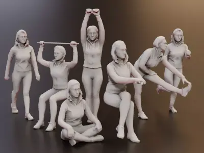 3D Fitness 7 Female Models for Gym Projects 3D model