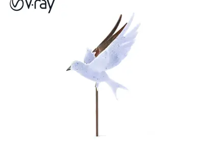 Metal Bird Sculpture Model Pack for D Environments Low-poly 3D model