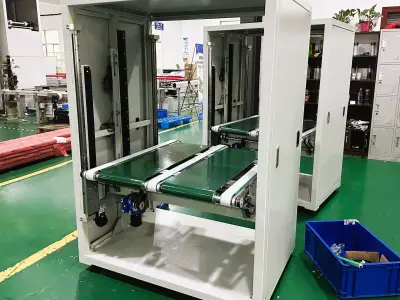 Vertical Chain Conveyor Lifter with Pneumatic Pallet Transfer 3D model