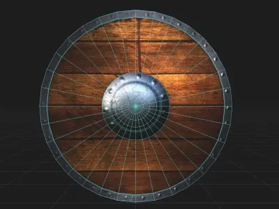 Round Wooden Shield Low-poly 3D model