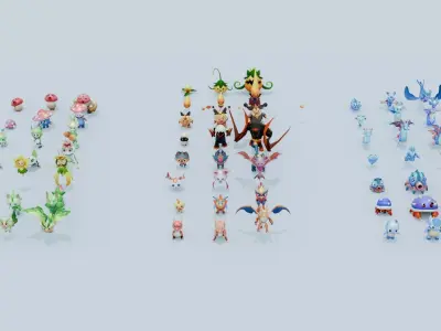 Monsters Mega Pack 66 Monsters Low-poly 3D model
