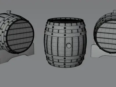 Wooden Barrel Low-poly 3D model Low-poly 3D model