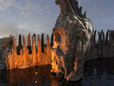 Alien Gods ancient Statue Cliffs 3 3D model