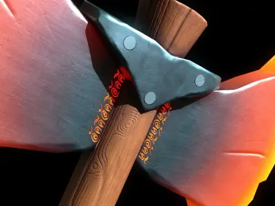 Stylized Weapon Axe fire element Low-poly 3D model