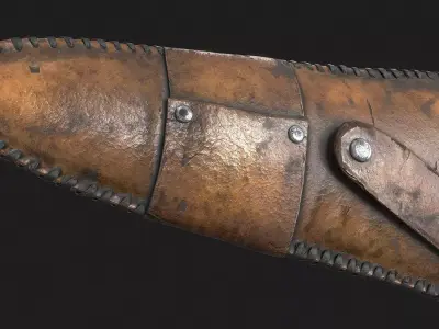 Knife in a Leather Sheath Low-poly 3D model