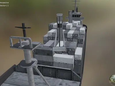 ship with container  Low-poly 3D model