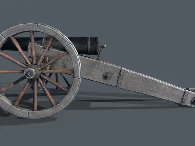 Medieval cannon Low-poly 3D model Low-poly 3D model
