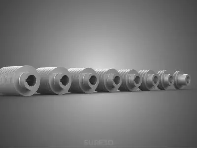 COLLECTION STANDARD PULLEY SHEAVE MULTI GROOVE TRACK WHEEL DRIVE 3D model