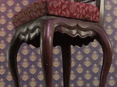 Vintage Wooden Chair Low-poly 3D model